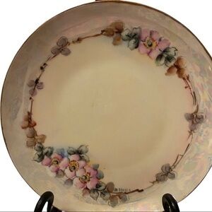 Vintage Porcelain Plate with Floral design luster ware GB Czecho Slovakia